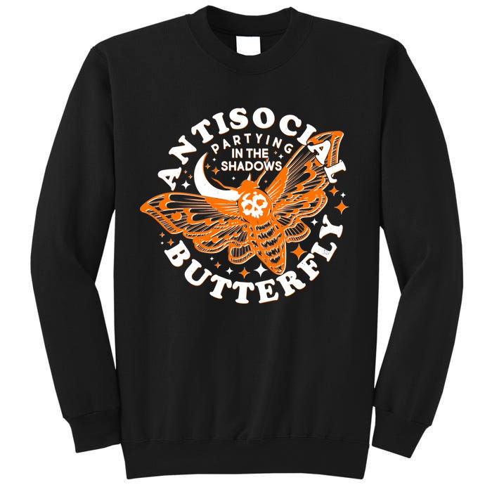 Funny Antisocial Butterfly Moth Partying In The Shadows Sweatshirt
