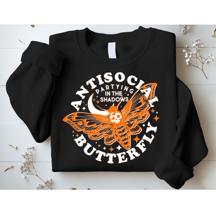 Funny Antisocial Butterfly Moth Partying In The Shadows Sweatshirt