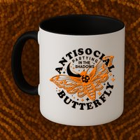 Funny Antisocial Butterfly Moth Partying In The Shadows Mug