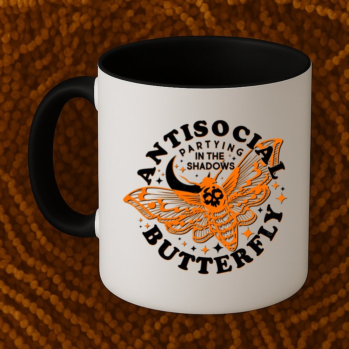 Funny Antisocial Butterfly Moth Partying In The Shadows Mug