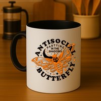 Funny Antisocial Butterfly Moth Partying In The Shadows Mug