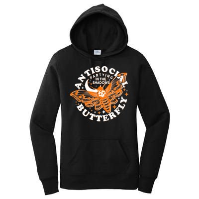 Funny Antisocial Butterfly Moth Partying In The Shadows Women's Pullover Hoodie