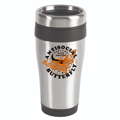 Funny Antisocial Butterfly Moth Partying In The Shadows 16oz Travel Tumbler