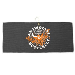 Funny Antisocial Butterfly Moth Partying In The Shadows Large Microfiber Waffle Golf Towel