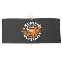 Funny Antisocial Butterfly Moth Partying In The Shadows Large Microfiber Waffle Golf Towel