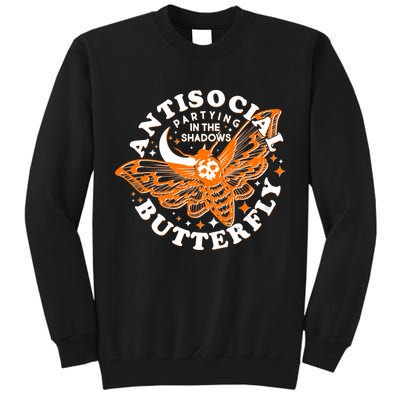 Funny Antisocial Butterfly Moth Partying In The Shadows Tall Sweatshirt