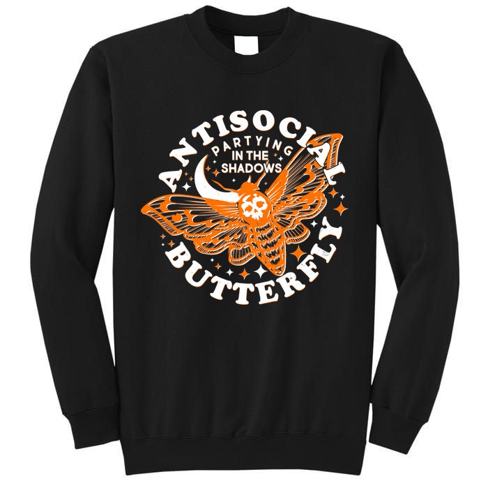 Funny Antisocial Butterfly Moth Partying In The Shadows Tall Sweatshirt