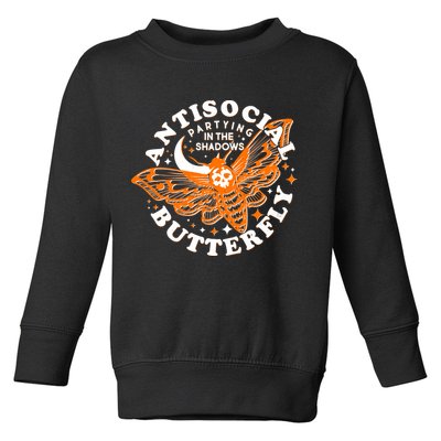 Funny Antisocial Butterfly Moth Partying In The Shadows Toddler Sweatshirt