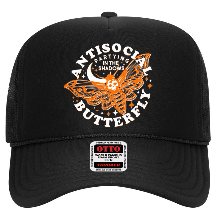 Funny Antisocial Butterfly Moth Partying In The Shadows Trucker Hat