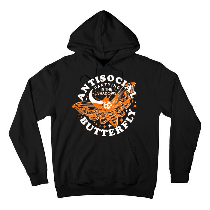 Funny Antisocial Butterfly Moth Partying In The Shadows Tall Hoodie