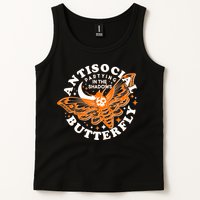 Funny Antisocial Butterfly Moth Partying In The Shadows Tank Top