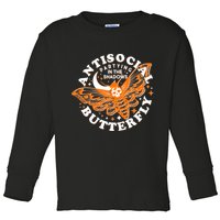 Funny Antisocial Butterfly Moth Partying In The Shadows Toddler Long Sleeve Shirt