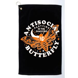 Funny Antisocial Butterfly Moth Partying In The Shadows Platinum Collection Golf Towel