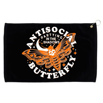 Funny Antisocial Butterfly Moth Partying In The Shadows Grommeted Golf Towel