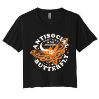 Funny Antisocial Butterfly Moth Partying In The Shadows Crop Top