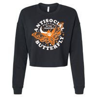Funny Antisocial Butterfly Moth Partying In The Shadows Cropped Pullover Crew