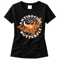 Funny Antisocial Butterfly Moth Partying In The Shadows Womens T-Shirt