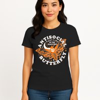 Funny Antisocial Butterfly Moth Partying In The Shadows Womens T-Shirt