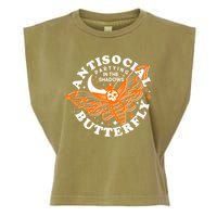 Funny Antisocial Butterfly Moth Partying In The Shadows Garment-Dyed Women's Muscle Tee