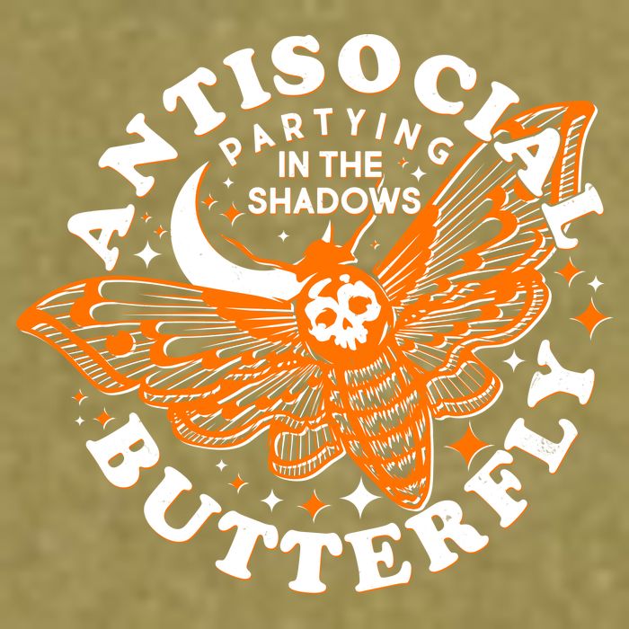 Funny Antisocial Butterfly Moth Partying In The Shadows Garment-Dyed Women's Muscle Tee
