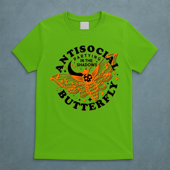 Funny Antisocial Butterfly Moth Partying In The Shadows T-Shirt