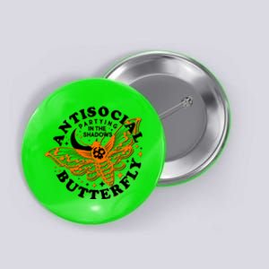 Funny Antisocial Butterfly Moth Partying In The Shadows Button