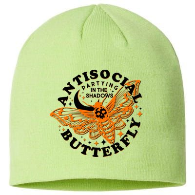 Funny Antisocial Butterfly Moth Partying In The Shadows Sustainable Beanie