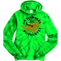 Funny Antisocial Butterfly Moth Partying In The Shadows Tie Dye Hoodie