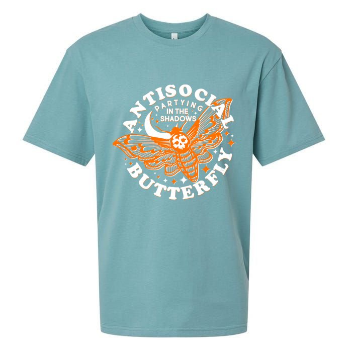 Funny Antisocial Butterfly Moth Partying In The Shadows Sueded Cloud Jersey T-Shirt