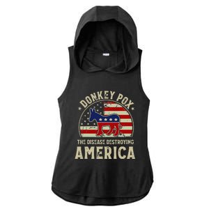 Funny Anti Biden Donkey Pox The Disease Destroying America  Ladies PosiCharge Tri-Blend Wicking Draft Hoodie Tank