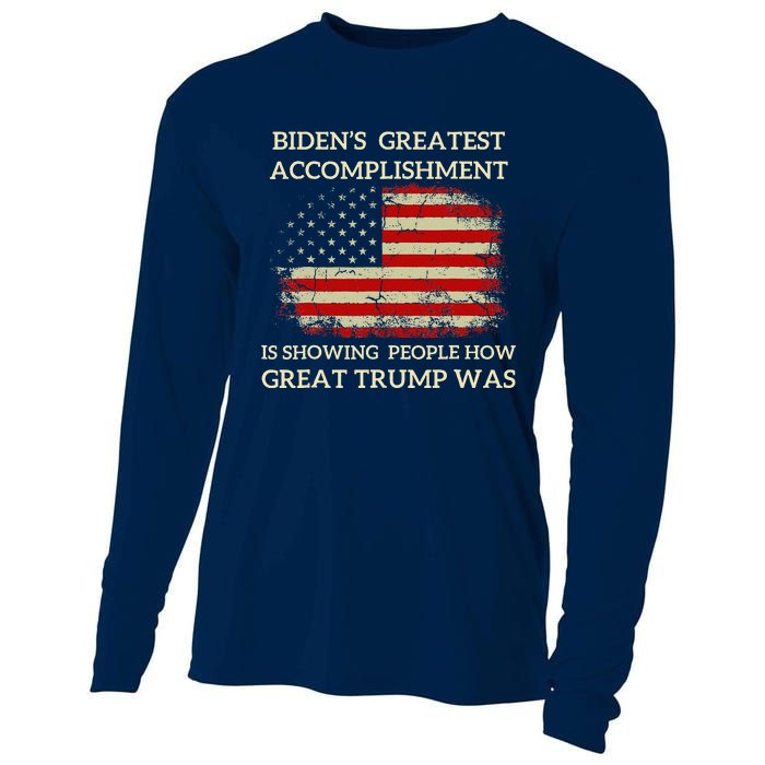 Funny Anti Biden BidenS Greatest Accomplishment Is Cooling Performance Long Sleeve Crew