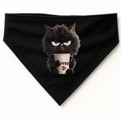 Funny Angry Black Cat Drinking Coffee Loves Coffee Pet USA-Made Doggie Bandana