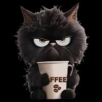 Funny Angry Black Cat Drinking Coffee Loves Coffee Pet Tall T-Shirt