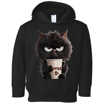 Funny Angry Black Cat Drinking Coffee Loves Coffee Pet Toddler Hoodie