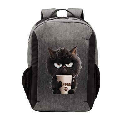Funny Angry Black Cat Drinking Coffee Loves Coffee Pet Vector Backpack