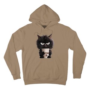 Funny Angry Black Cat Drinking Coffee Loves Coffee Pet Hoodie