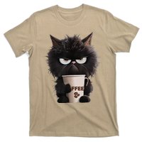 Funny Angry Black Cat Drinking Coffee Loves Coffee Pet T-Shirt