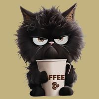Funny Angry Black Cat Drinking Coffee Loves Coffee Pet T-Shirt