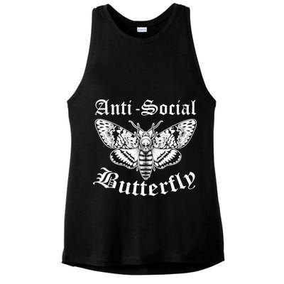 Funny Antisocial Butterfly Design, Introvert Humor Ladies PosiCharge Tri-Blend Wicking Tank