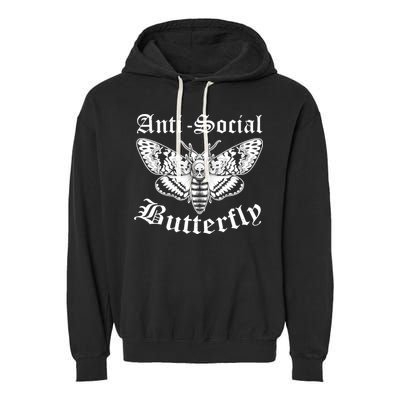 Funny Antisocial Butterfly Design, Introvert Humor Garment-Dyed Fleece Hoodie