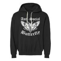 Funny Antisocial Butterfly Design, Introvert Humor Garment-Dyed Fleece Hoodie