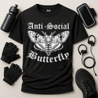Funny Antisocial Butterfly Design, Introvert Humor Performance Shirt