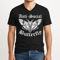 Funny Antisocial Butterfly Design, Introvert Humor V-Neck T-Shirt