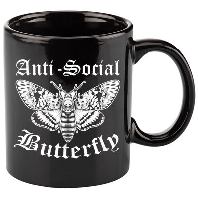 Funny Antisocial Butterfly Design, Introvert Humor 11oz C Handle Ceramic Mug