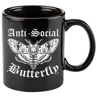 Funny Antisocial Butterfly Design, Introvert Humor 11oz C Handle Ceramic Mug