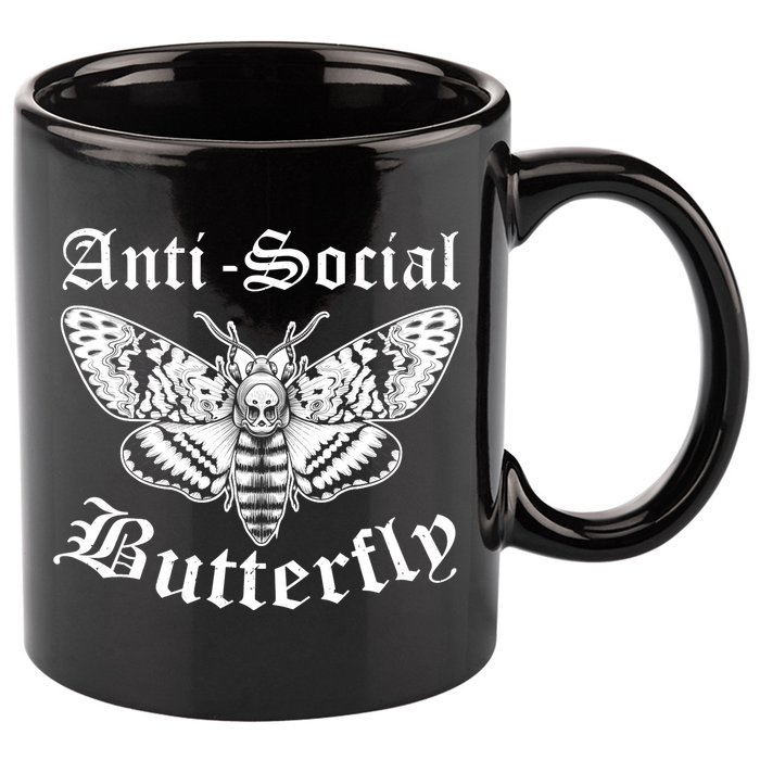 Funny Antisocial Butterfly Design, Introvert Humor 11oz C Handle Ceramic Mug