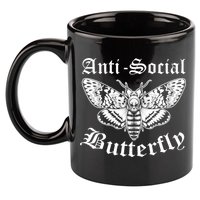 Funny Antisocial Butterfly Design, Introvert Humor 11oz C Handle Ceramic Mug