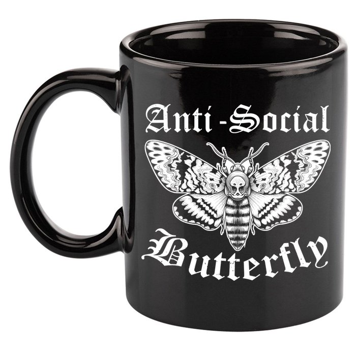 Funny Antisocial Butterfly Design, Introvert Humor 11oz C Handle Ceramic Mug