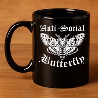 Funny Antisocial Butterfly Design, Introvert Humor 11oz C Handle Ceramic Mug