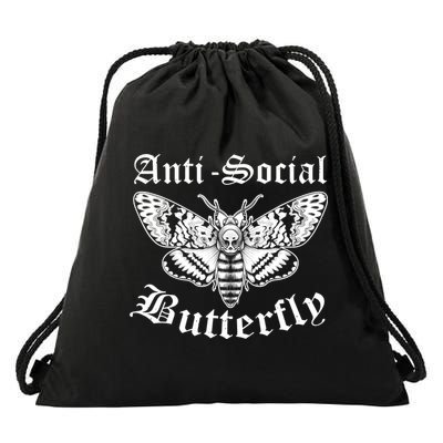 Funny Antisocial Butterfly Design, Introvert Humor Drawstring Bag